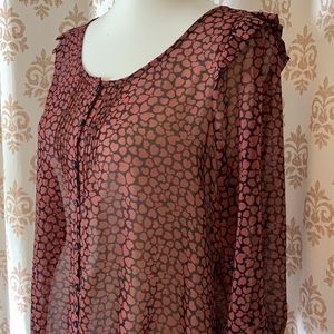 Pins and Needles sheer heart print blouse M
